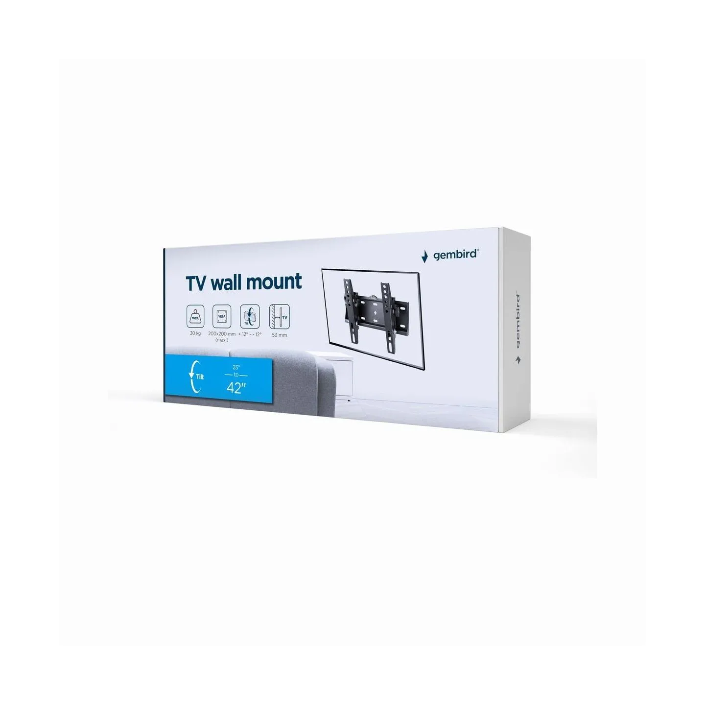 Gembird | Wall mount | WM-42T-02 | Tilt | 23-42 " | Black