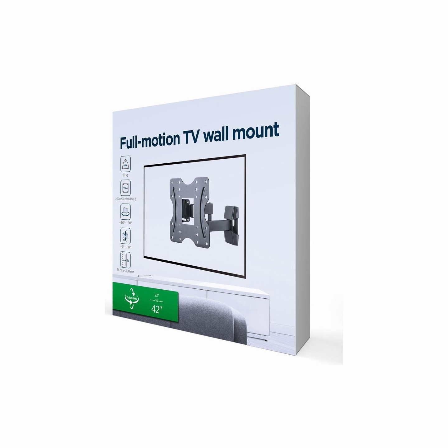 Gembird | Wall mount | WM-42ST-01 | Tilt, Swivel | 23-42 " | Black