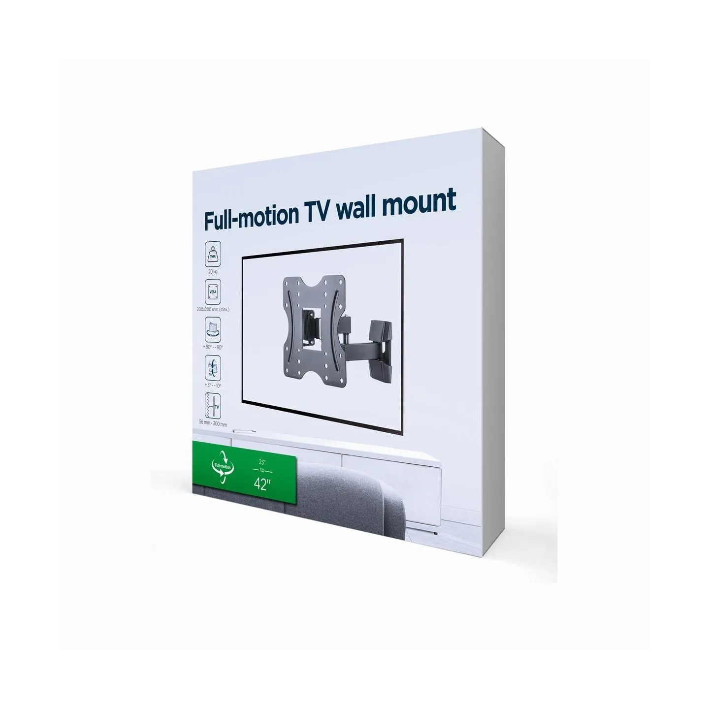 Gembird | Wall mount | WM-42ST-01 | Tilt, Swivel | 23-42 " | Black