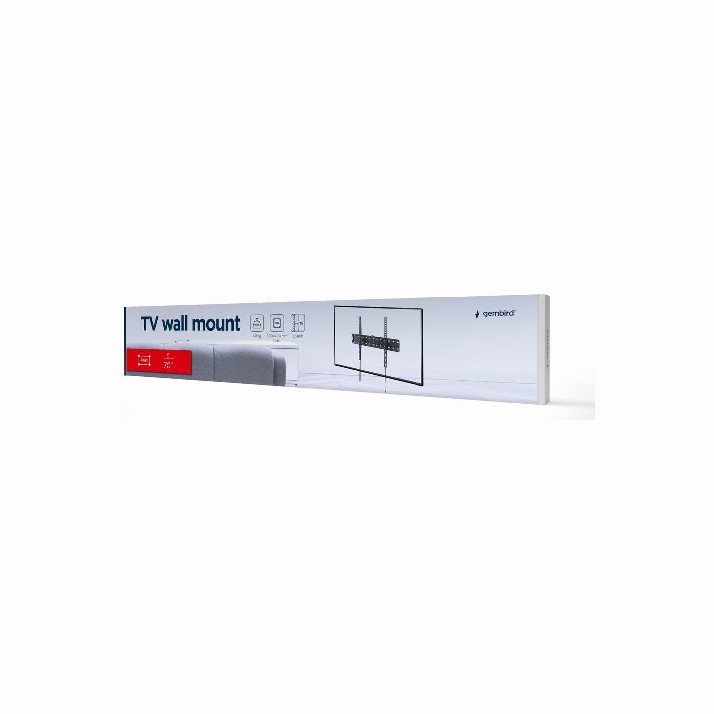 Gembird | Wall mount | Fixed | 37-70 " | Maximum weight (capacity) 40 kg | Black