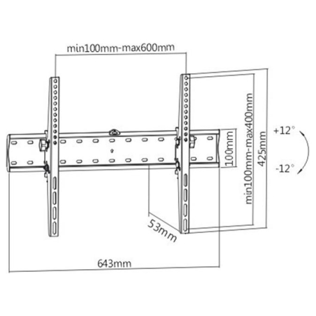 Gembird | Wall mount | Tilt | 37-70 " | Maximum weight (capacity) 40 kg | Black