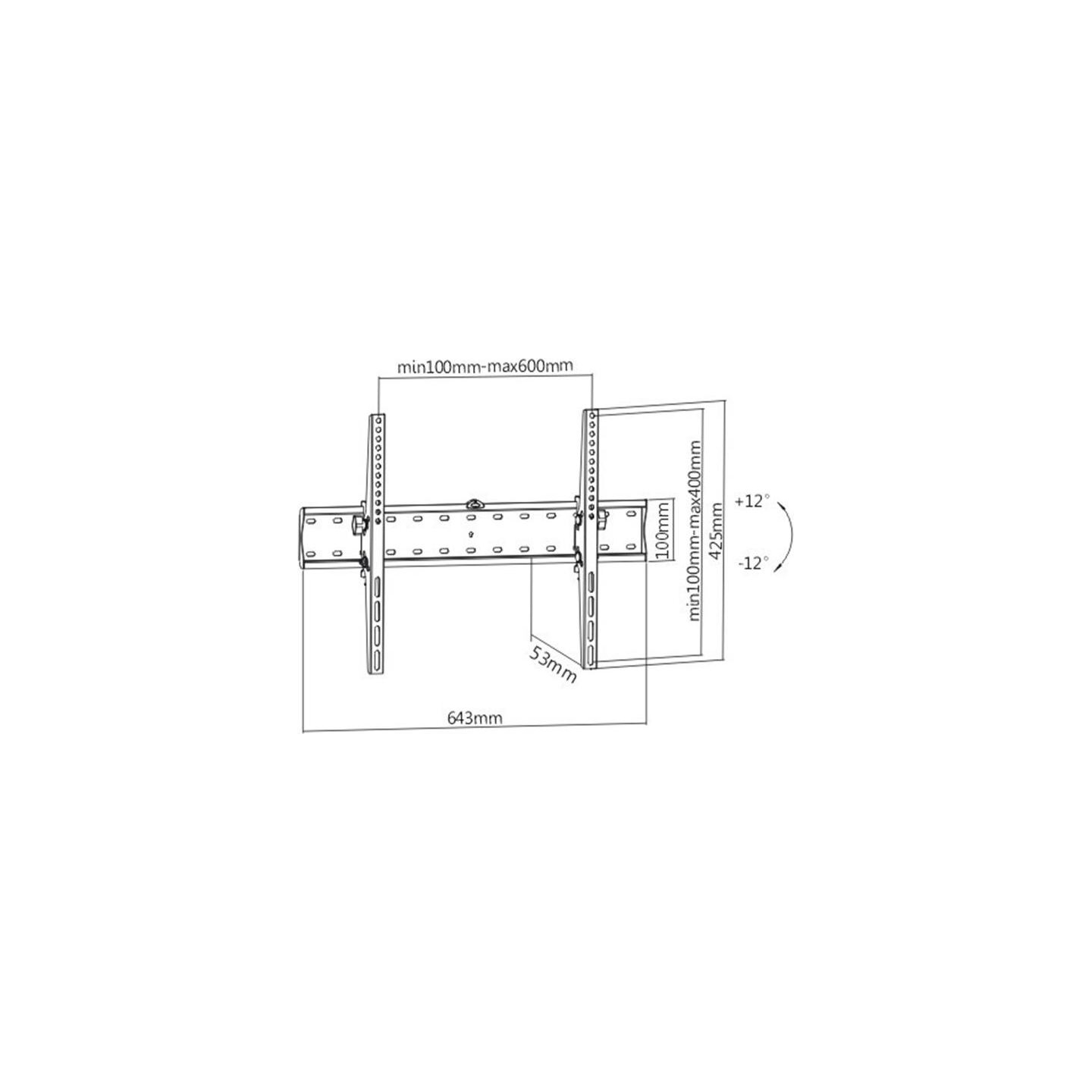 Gembird | Wall mount | Tilt | 37-70 " | Maximum weight (capacity) 40 kg | Black