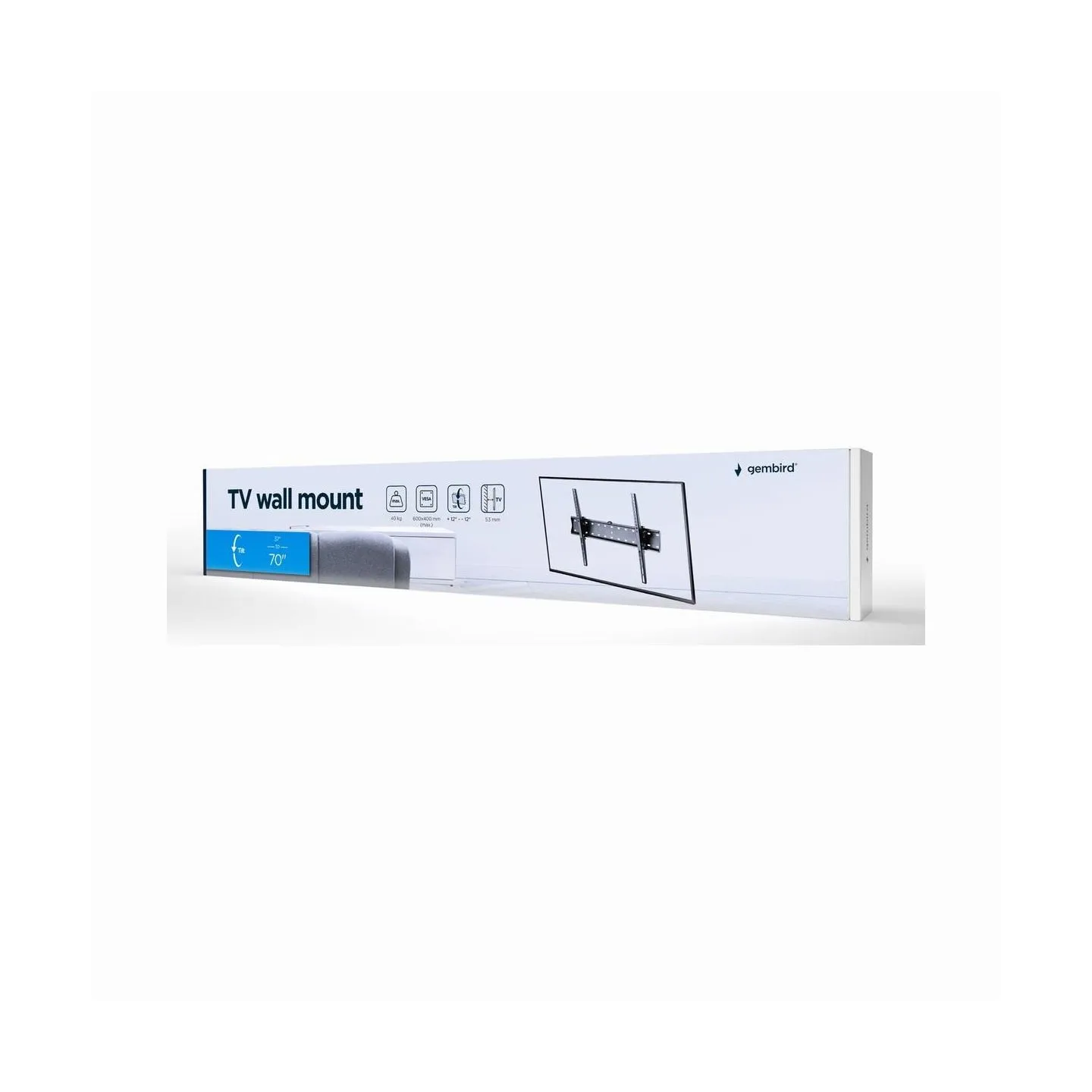Gembird | Wall mount | Tilt | 37-70 " | Maximum weight (capacity) 40 kg | Black