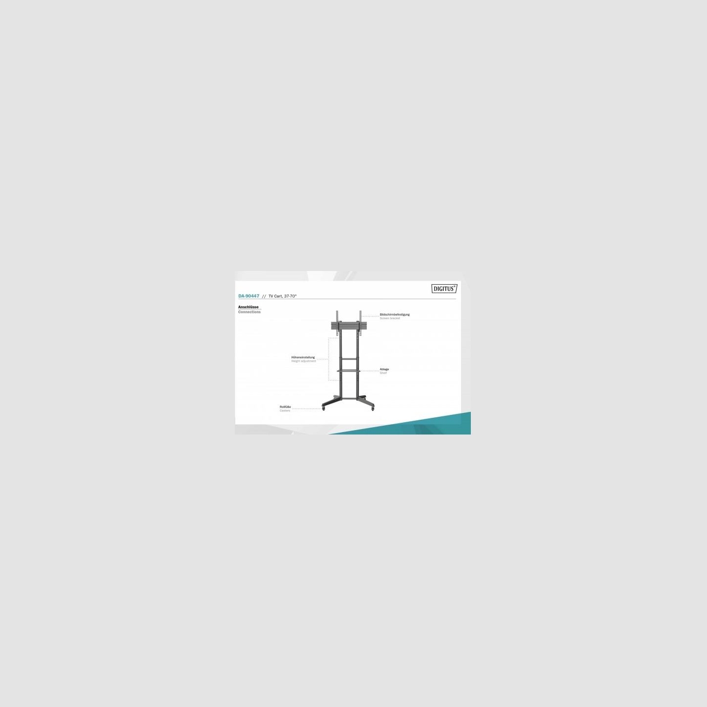 Digitus | Floor stand | DA-90447 | Trolleys & Stands | 37-70 " | Maximum weight (capacity) 50 kg | Black