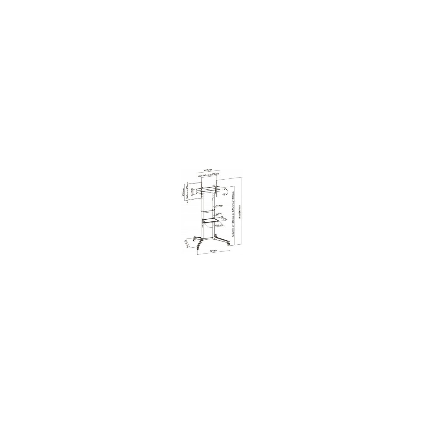 Digitus | Floor stand | DA-90447 | Trolleys & Stands | 37-70 " | Maximum weight (capacity) 50 kg | Black
