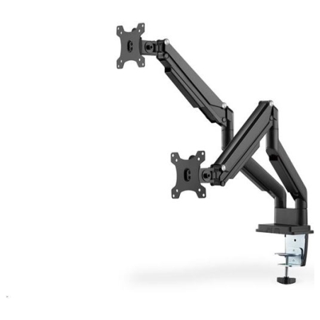 Digitus | Desk Mount | Universal Dual Monitor Mount with Gas Spring and Clamp Mount | Swivel, height adjustment, rotate | Black