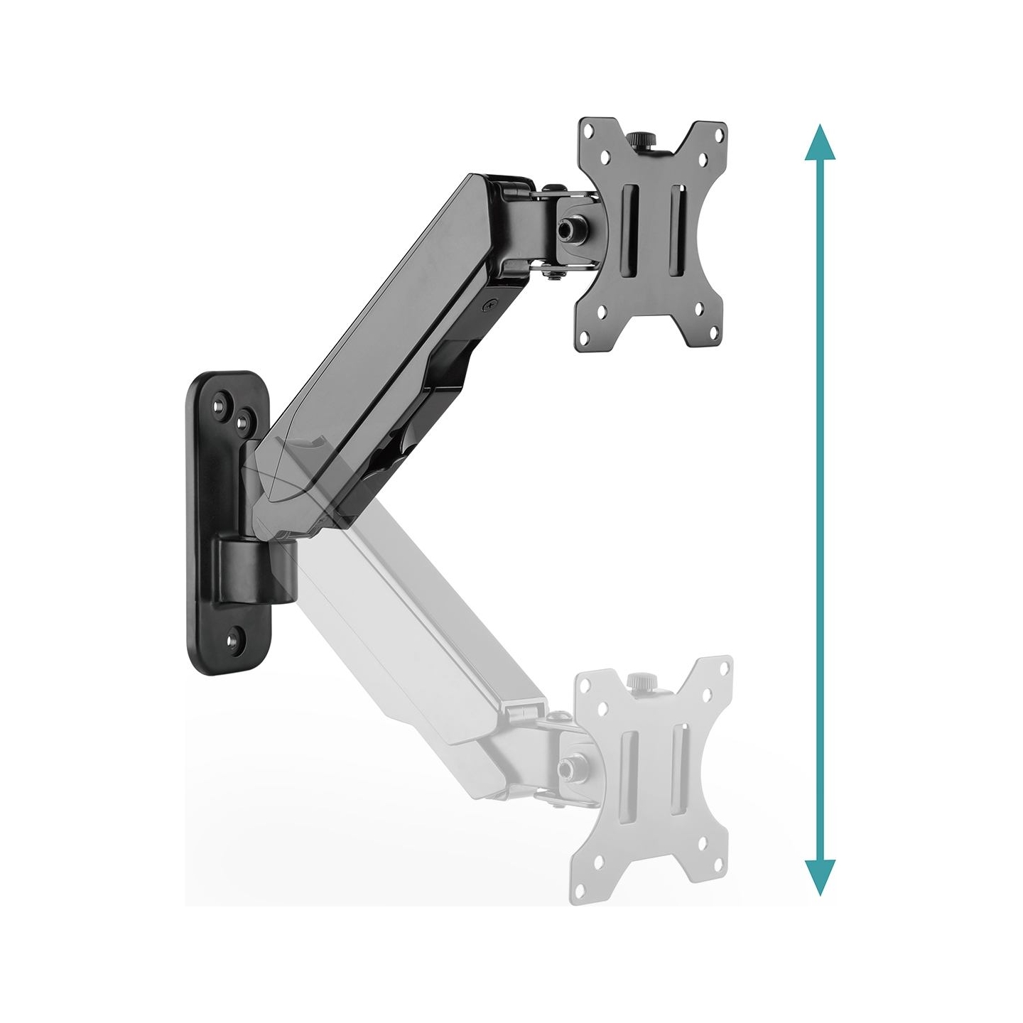 Digitus Wall mount | DA-90396 | Adjustable Height, Rotate, Tilt | 17-32 " | Maximum weight (capacity) 8 kg | Black