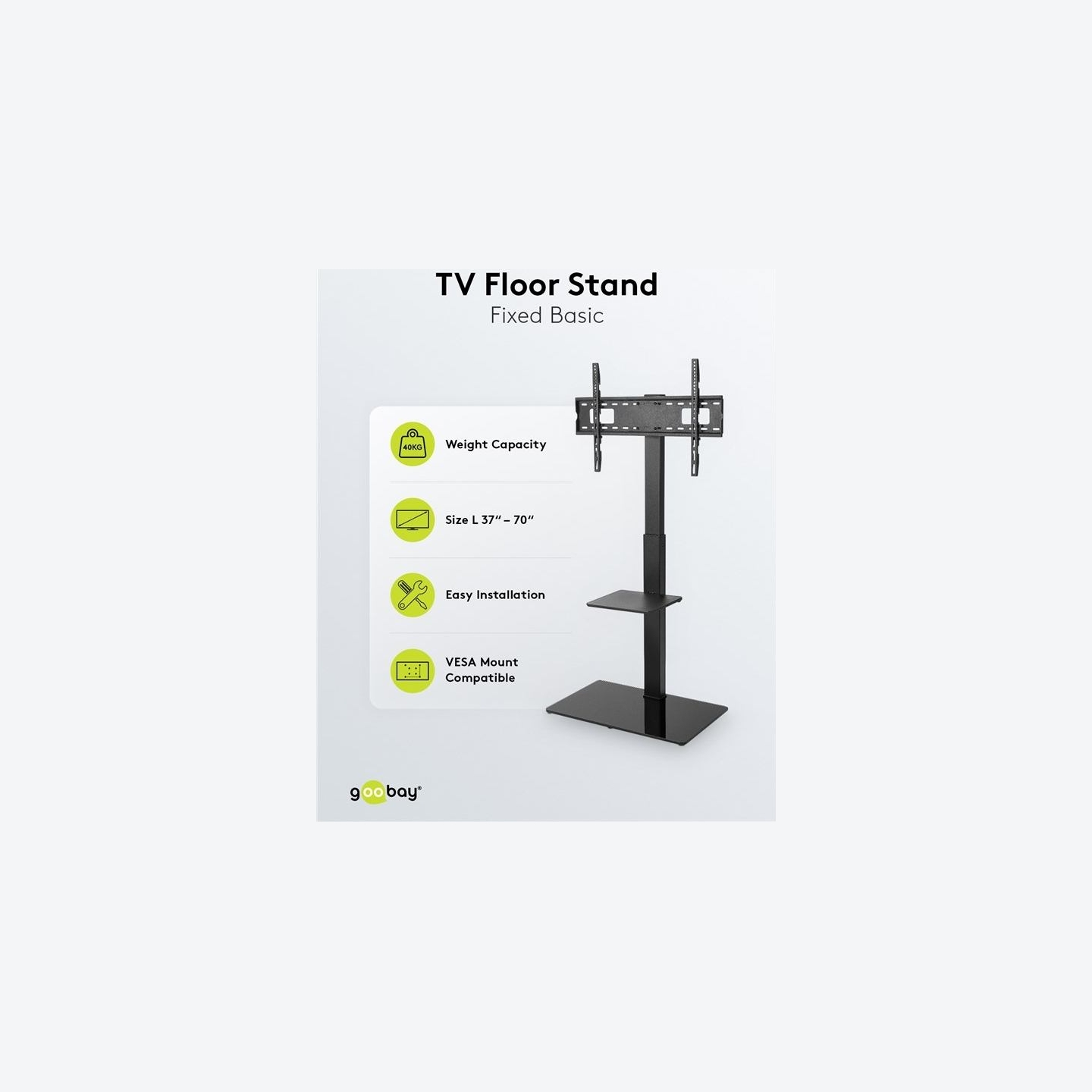 Goobay Floor stand | TV Floor Stand Basic, Size L | Swivel | 37-70 " | Maximum weight (capacity) 40 kg | Black