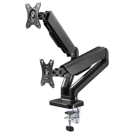 Goobay Desk Mount | Double Monitor Mount with Gas Spring | Swivel, Tilt, Rotation | 17-32 " | Maximum weight (capacity) 9 kg | B