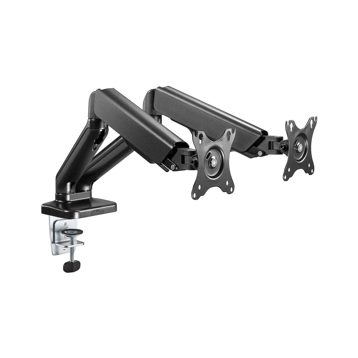Goobay Desk Mount | Double Monitor Mount with Gas Spring | Swivel, Tilt, Rotation | 17-32 " | Maximum weight (capacity) 9 kg | B