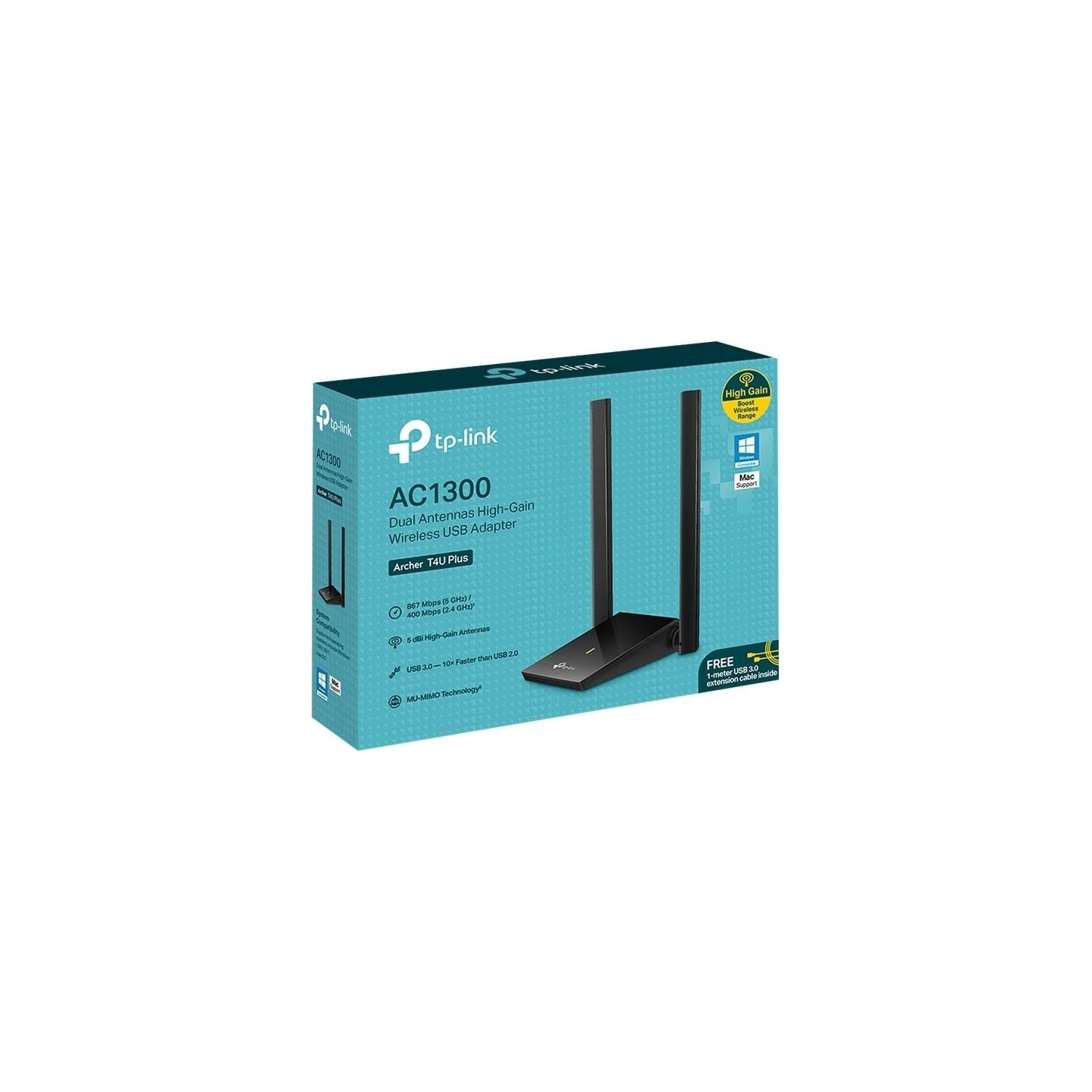 Tp-Link | Archer | 2×External | T4U Plus | 2.4GHz/5GHz | 400+867 Mbit/s