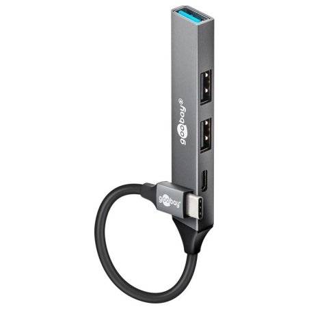 Goobay Slim 4-Port USB Hub, USB-C to USB-C/USB-A, 5 Gbit/s | 74459