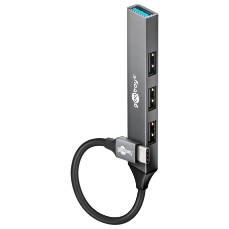 Goobay Slim 4-Port USB Hub, USB-C to USB-A, 5 Gbit/s | 74457