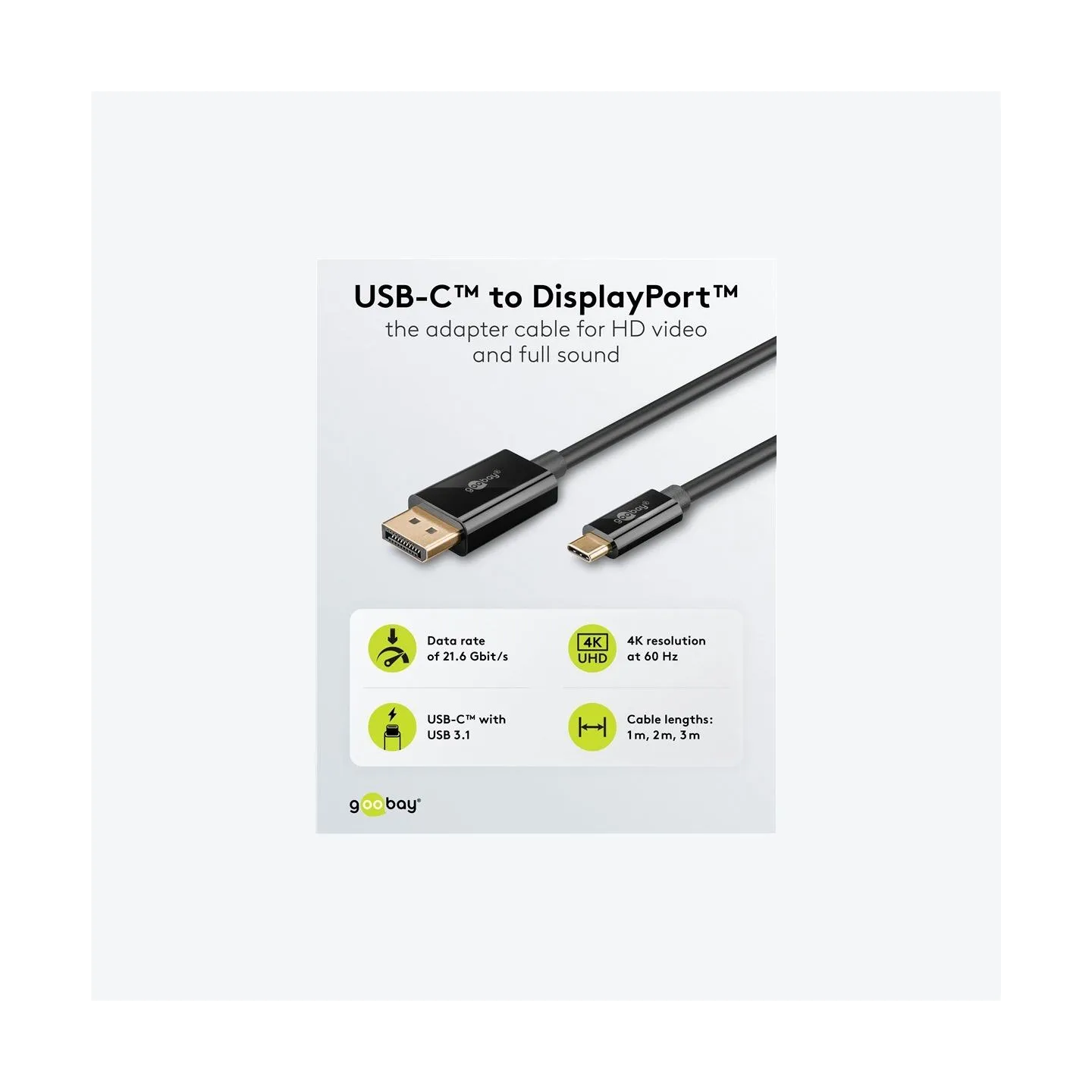 Goobay USB-C to DisplayPort Cable 4K at 60 Hz, 1 m | 75704