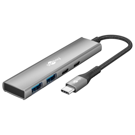 Goobay Slim 4-Port USB Hub, USB-C to USB-C/USB-A, 5 Gbit/s | 76563