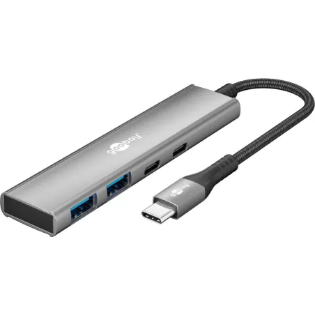 Goobay Slim 4-Port USB Hub, USB-C to USB-C/USB-A, 5 Gbit/s | 76563