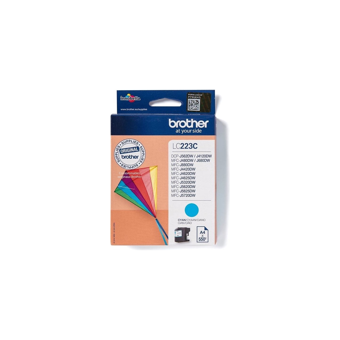 Brother LC223C ink cyan 550pages Black