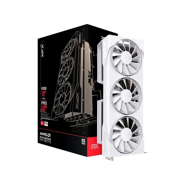 XFX Swift AMD Radeon RX 9070 OC White Triple Fan Gaming Edition with 16GB GDDR6 HDMI 3xDP, AMD RDNA 4