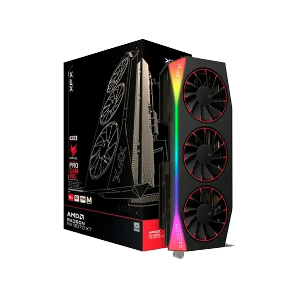 XFX Mercury AMD Radeon RX 9070XT OC Magnetic Air Edition with RGB 16GB GDDR6 HDMI 3xDP, AMD RDNA 4