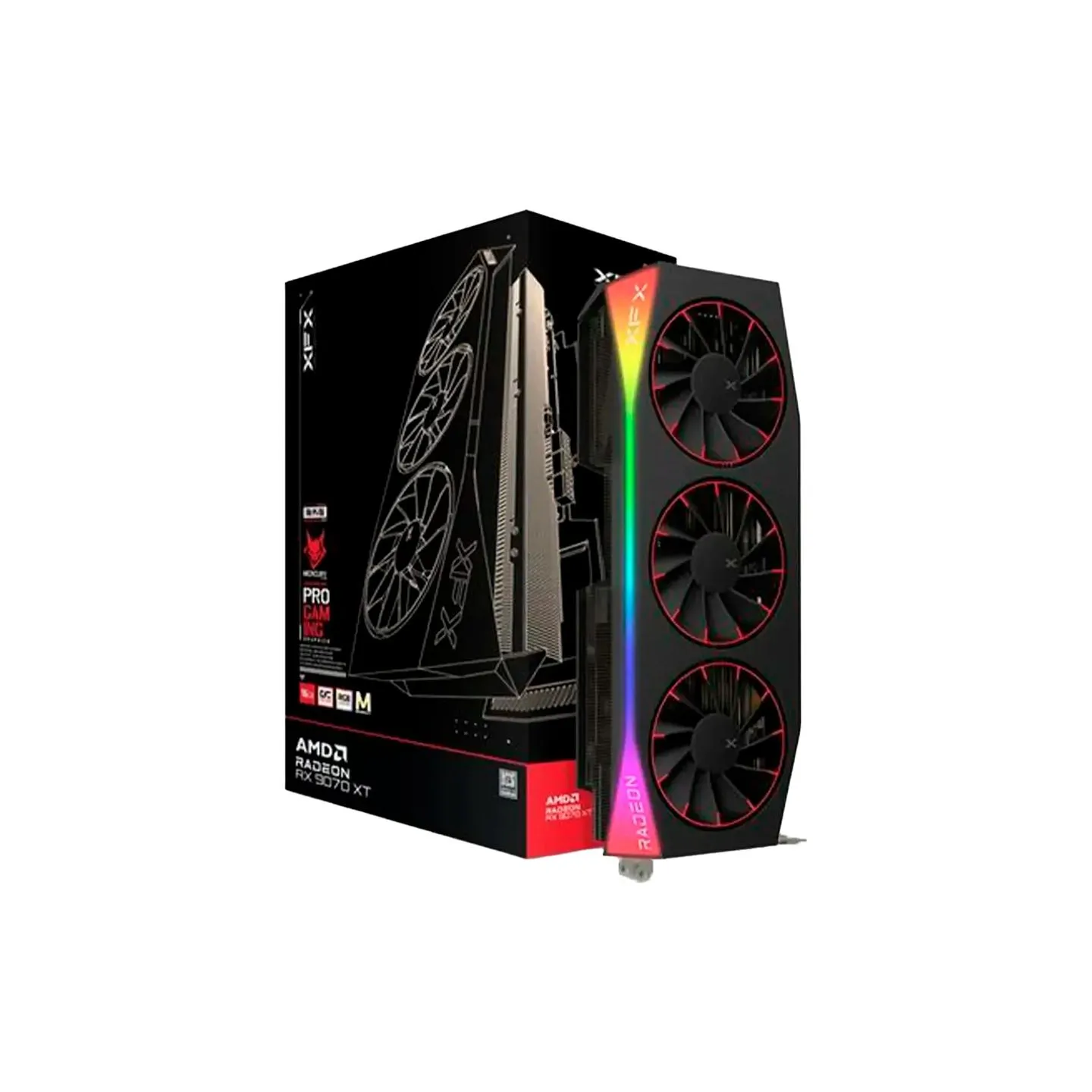 XFX Mercury AMD Radeon RX 9070XT OC Magnetic Air Edition with RGB 16GB GDDR6 HDMI 3xDP, AMD RDNA 4