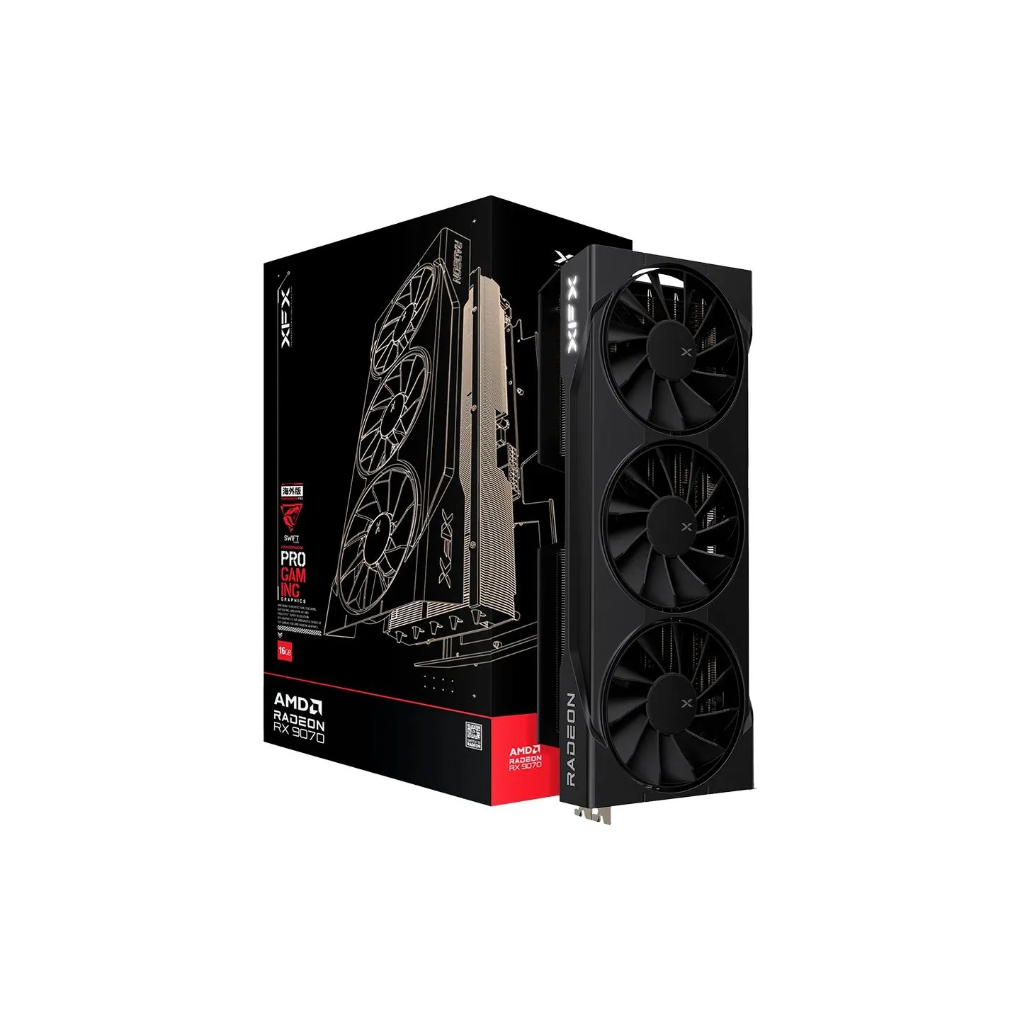 XFX Swift AMD Radeon RX 9070 OC Triple Fan Gaming Edition with 16GB GDDR6 HDMI 3xDP AMD RDNA 4