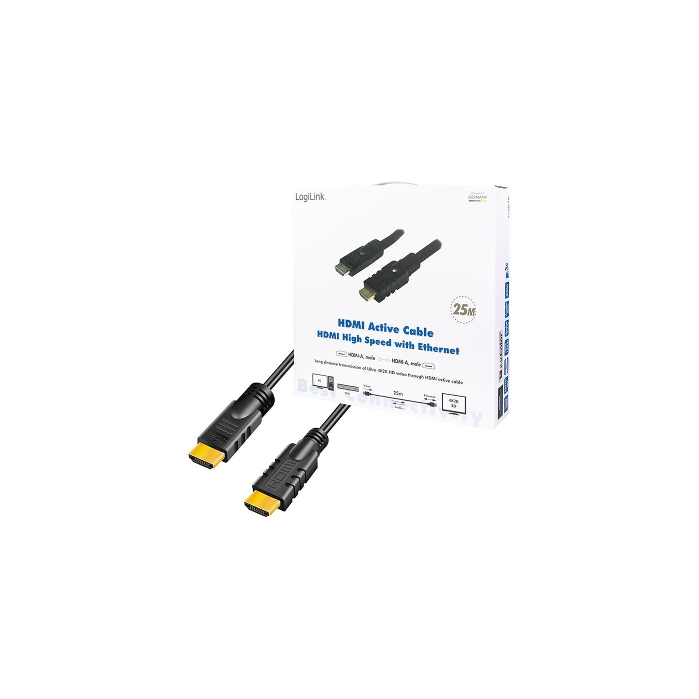 Logilink CHA0025 HDMI Cable, Active, M/M, 25m, black | Logilink | CHA0025 HDMI Cable, Active, M/M | HDMI to HDMI | 25 m