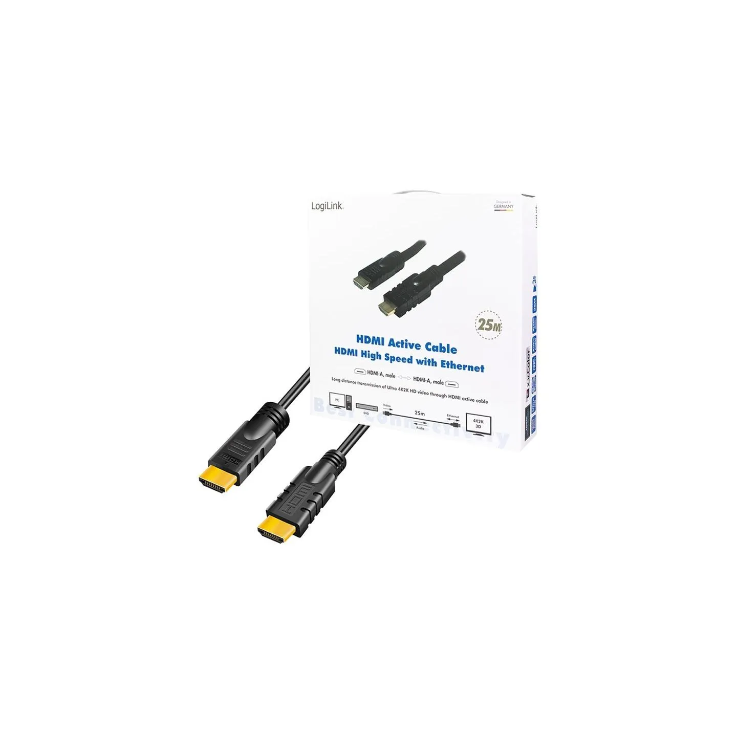 Logilink CHA0025 HDMI Cable, Active, M/M, 25m, black | Logilink | CHA0025 HDMI Cable, Active, M/M | HDMI to HDMI | 25 m
