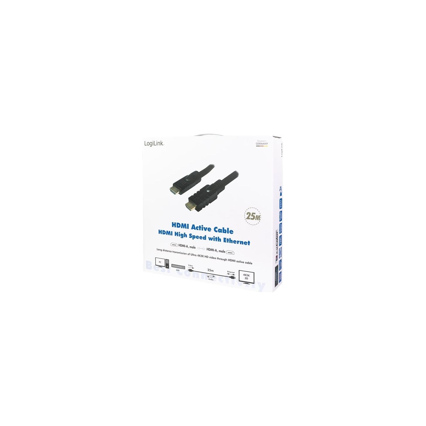 Logilink CHA0025 HDMI Cable, Active, M/M, 25m, black | Logilink | CHA0025 HDMI Cable, Active, M/M | HDMI to HDMI | 25 m
