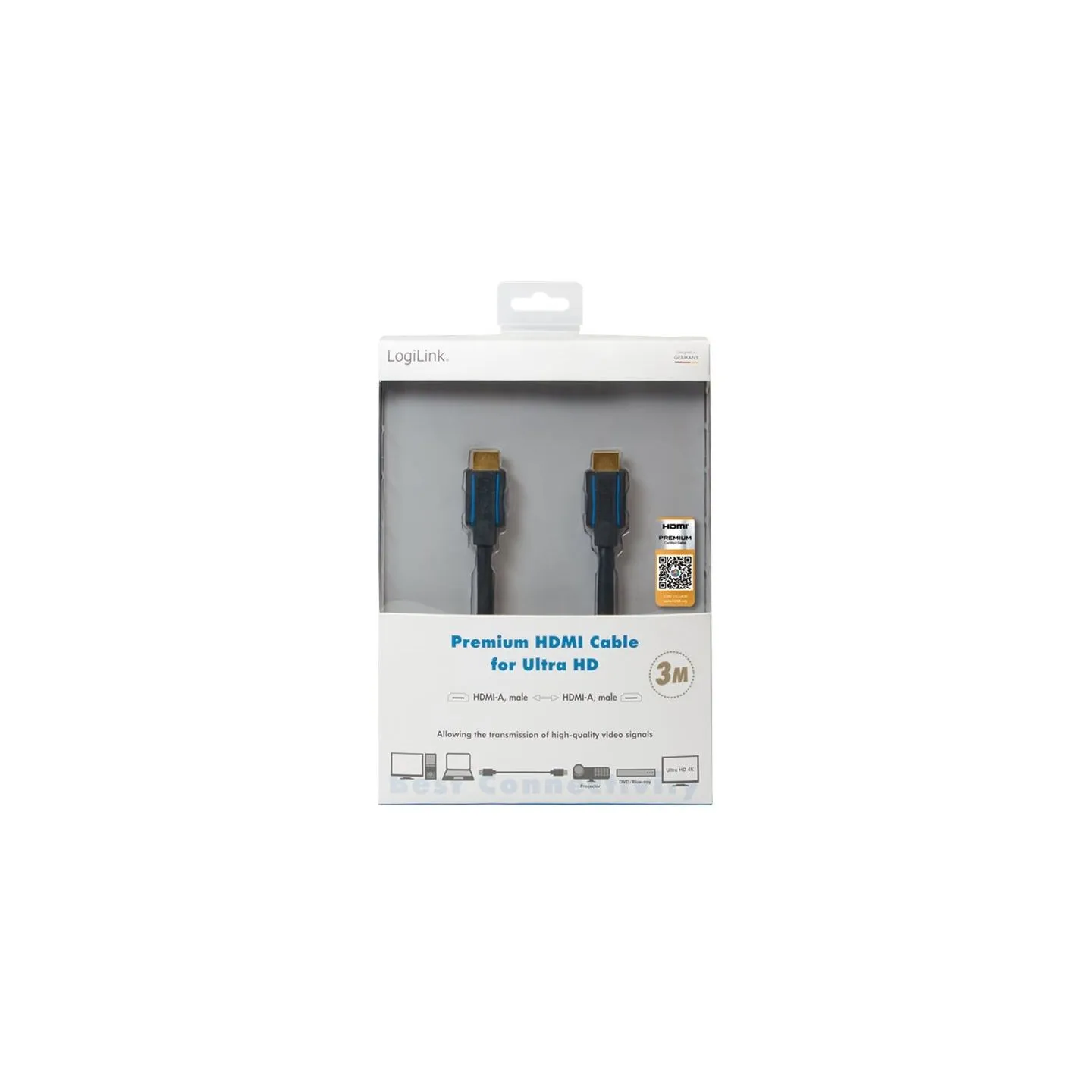 Logilink | Premium HDMI Cable for Ultra HD | CHB005 | HDMI male (type A) | HDMI male (type A) | HDMI to HDMI | 3 m