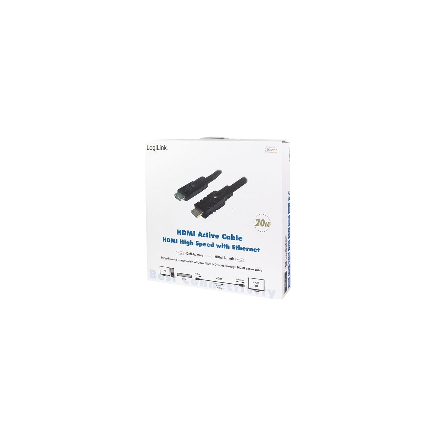 Logilink , CHA0020, 20m, Active, HDMI cable, type A male, - HDMI type A male, black. | Logilink | HDMI to HDMI | 20 m
