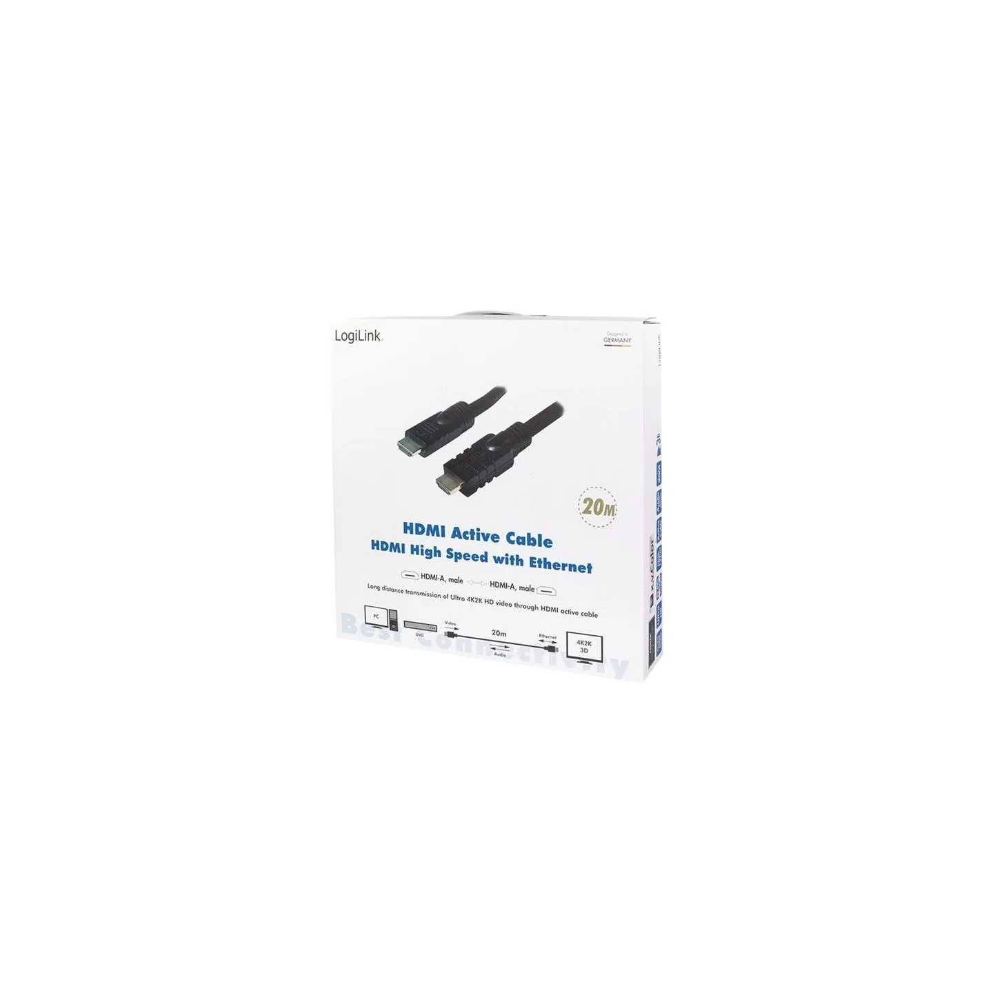 Logilink , CHA0020, 20m, Active, HDMI cable, type A male, - HDMI type A male, black. | Logilink | HDMI to HDMI | 20 m