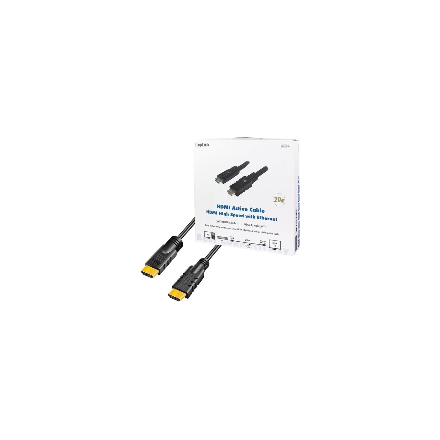 Logilink , CHA0020, 20m, Active, HDMI cable, type A male, - HDMI type A male, black. | Logilink | HDMI to HDMI | 20 m