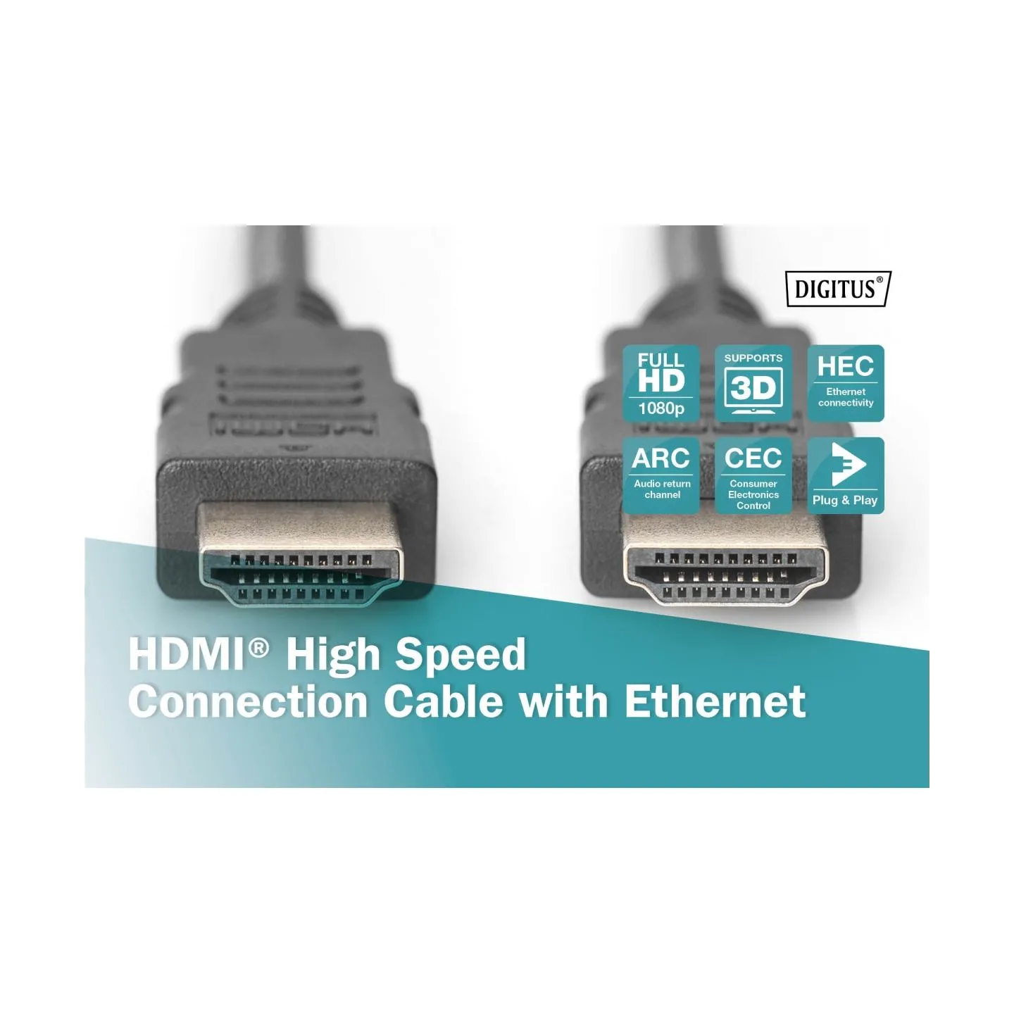 Digitus | High Speed HDMI Cable with Ethernet | AK-330114-030-S | HDMI male (type A) | HDMI male (type A) | HDMI to HDMI | 3 m
