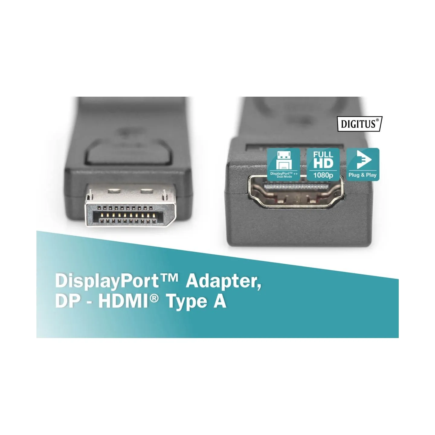 Digitus | DisplayPort to HDMI adapter | AK-340602-000-S | HDMI | DisplayPort | DP to HDMI