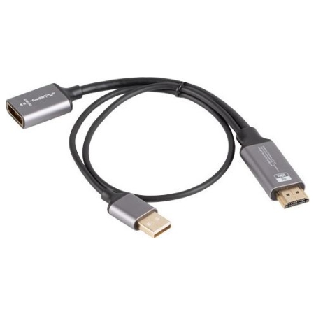 Lanberg HDMI (M) to Displayport (F) Adapter 4K on cable 20cm, Silver | AD-HD-DP-02