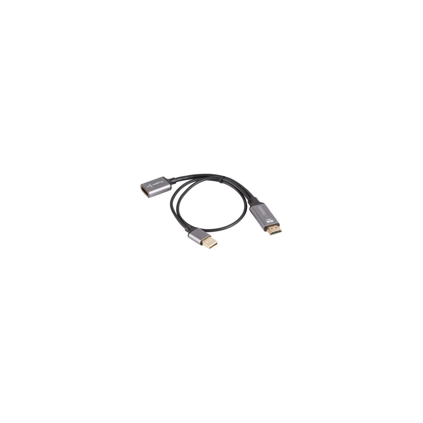 Lanberg HDMI (M) to Displayport (F) Adapter 4K on cable 20cm, Silver | AD-HD-DP-02