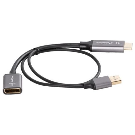 Lanberg HDMI (M) to Displayport (F) Adapter 4K on cable 20cm, Silver | AD-HD-DP-02