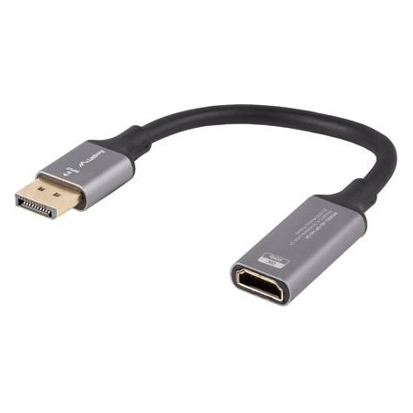 Lanberg Displayport (M) to HDMI (F) Adapter 8K on cable 20cm, Silver | AD-DP-HD-04