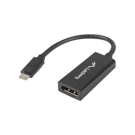 Lanberg USB-C (M) 3.1 to Displayport (F) Adapter cable 15cm, Black | AD-UC-DP-01