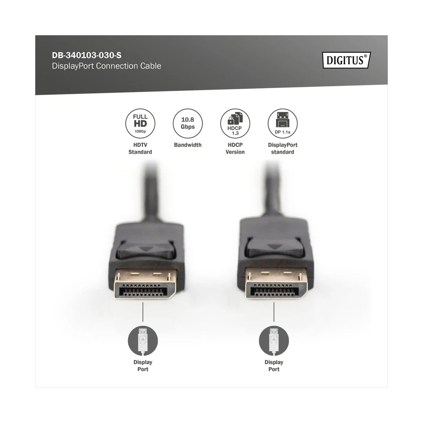Digitus | DisplayPort Connection Cable | AK-340103-030-S | 3 m