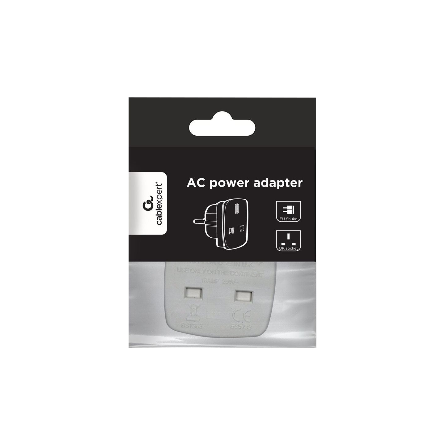 Gembird | AC power adapter, UK socket to EU Schuko plug, 7.5 A | Travel adapter
