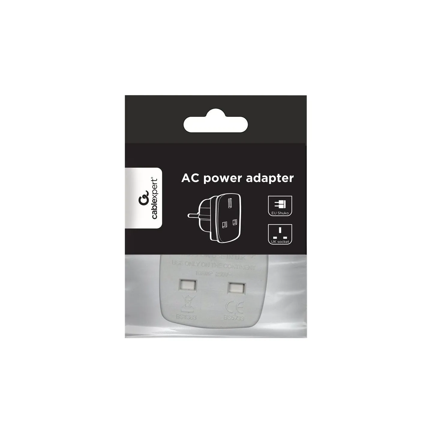 Gembird | AC power adapter, UK socket to EU Schuko plug, 7.5 A | Travel adapter