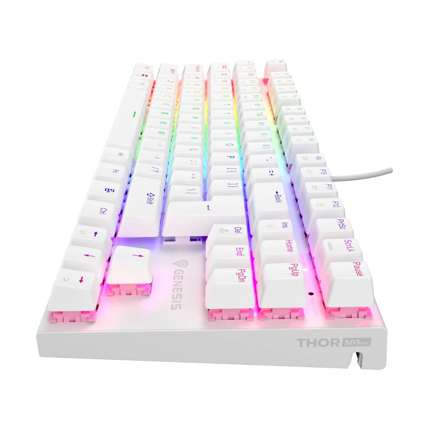 Genesis | THOR 303 | Mechanical Gaming Keyboard | Wired | US | Outemu Peach Silent | White