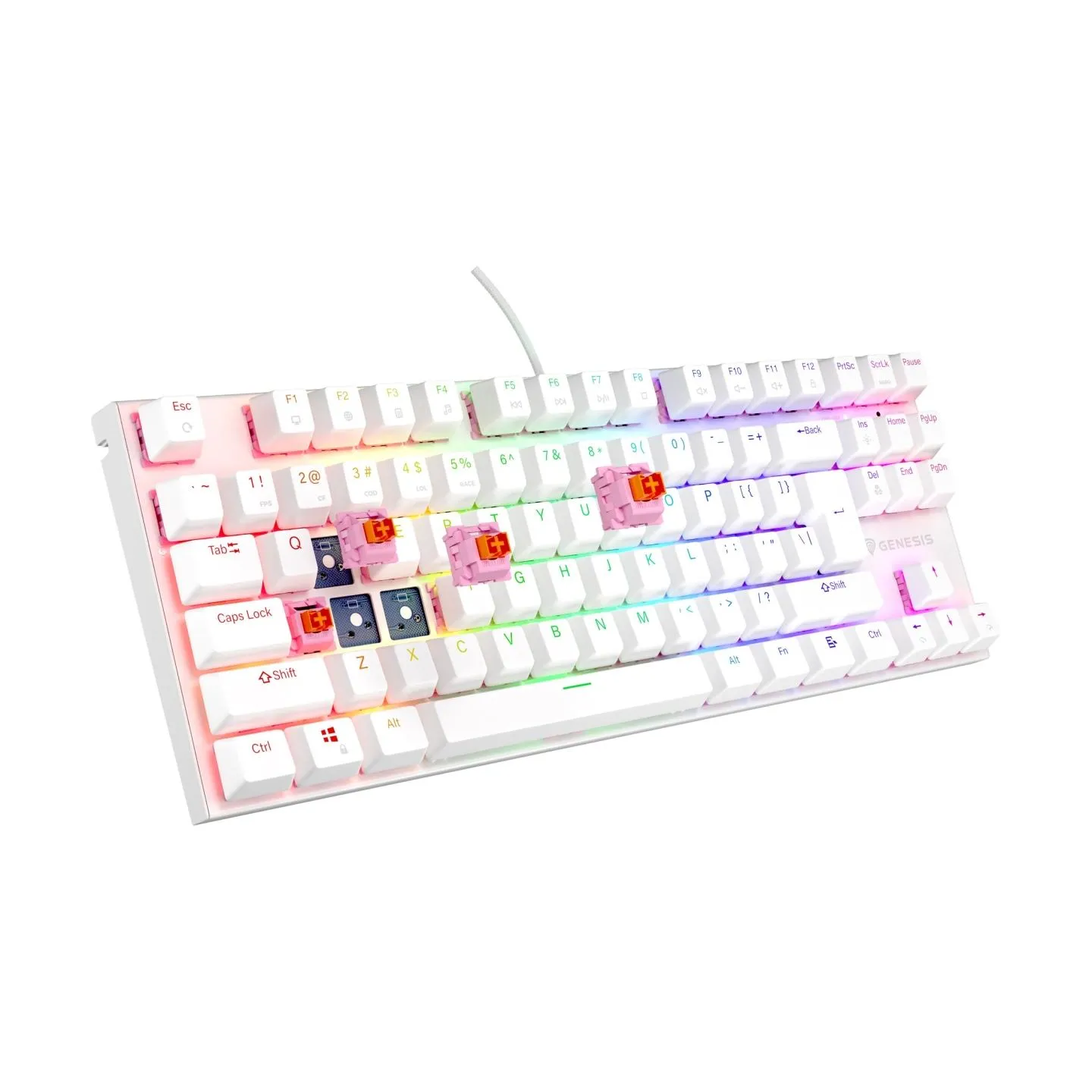 Genesis | THOR 303 | Mechanical Gaming Keyboard | Wired | US | Outemu Peach Silent | White