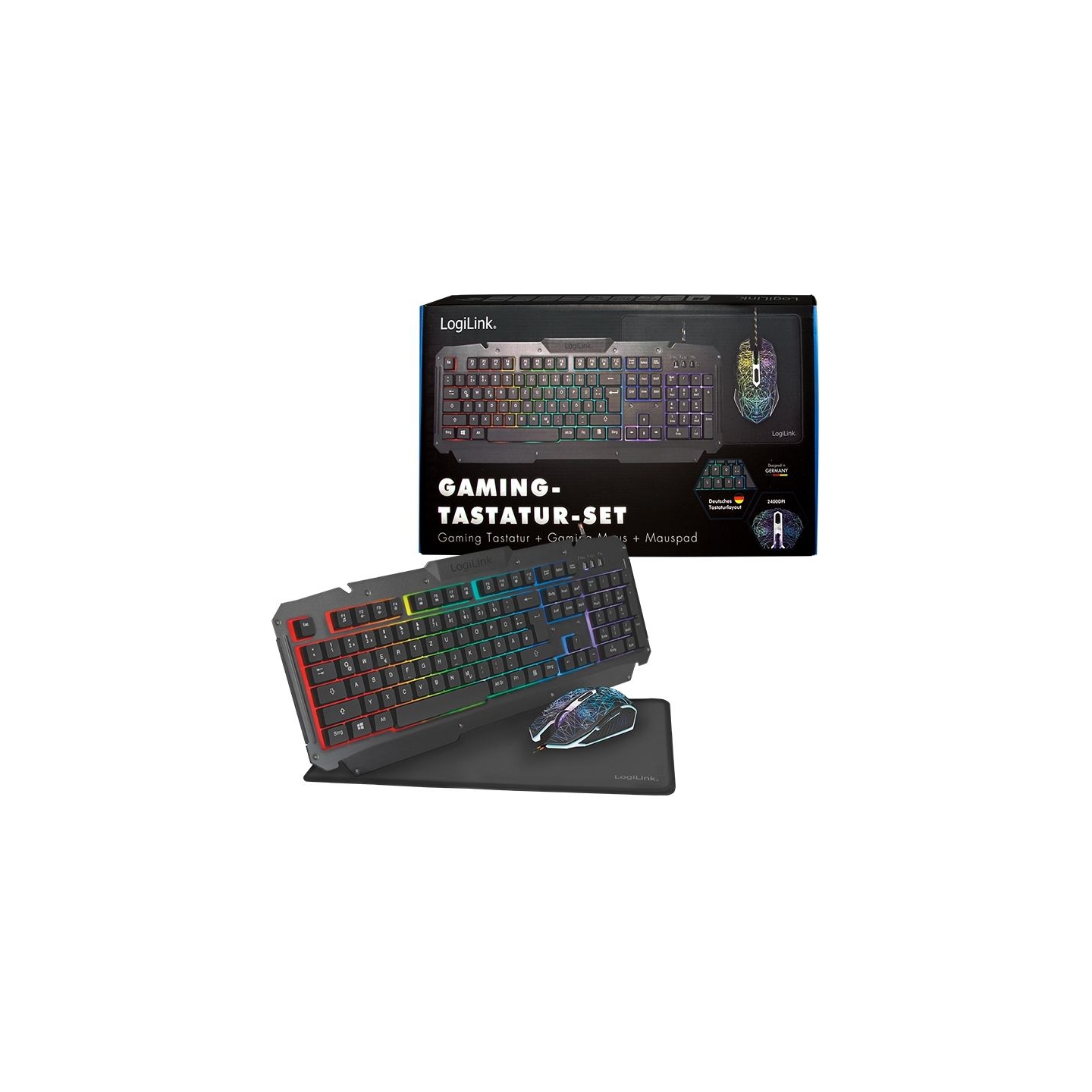Logilink | Gaming-Set, keyboard, mouse and mouspad | ID0185 | Keyboard, Mouse and Pad Set | Wired | Mouse included | DE