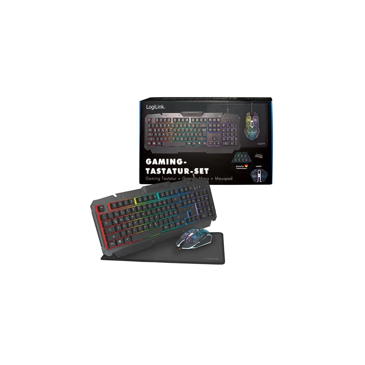 Logilink | Gaming-Set, keyboard, mouse and mouspad | ID0185 | Keyboard, Mouse and Pad Set | Wired | Mouse included | DE