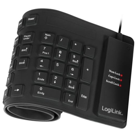 Logilink | Flexible waterproof Keyboard USB + PS/2 | ID0019A | Flexible keyboard | Wired | DE | Black