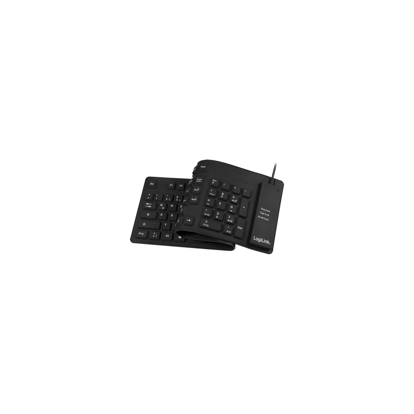 Logilink | Flexible waterproof Keyboard USB + PS/2 | ID0019A | Flexible keyboard | Wired | DE | Black