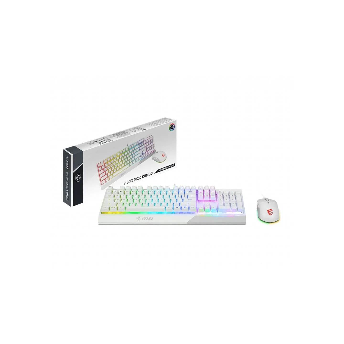 MSI | Vigor GK30 COMBO WHITE | Keyboard and Mouse Set | Wired | Mouse included | US | White