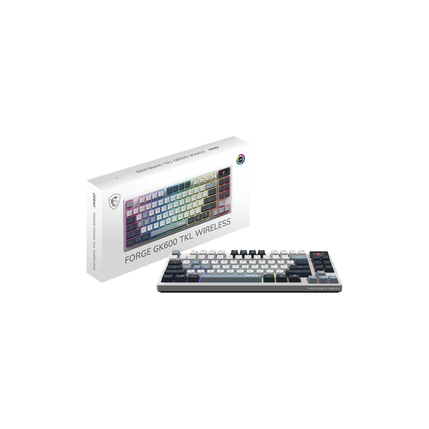 MSI FORGE GK600 TKL WIRELESS SKY | Gaming Keyboard | Wireless | Bluetooth | US | Mechanical Linear